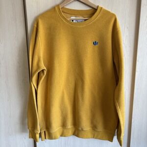 Dutch Bros Coffee Sweatshirt Mens X-Large Yellow Crewneck Embroidered Terrycloth